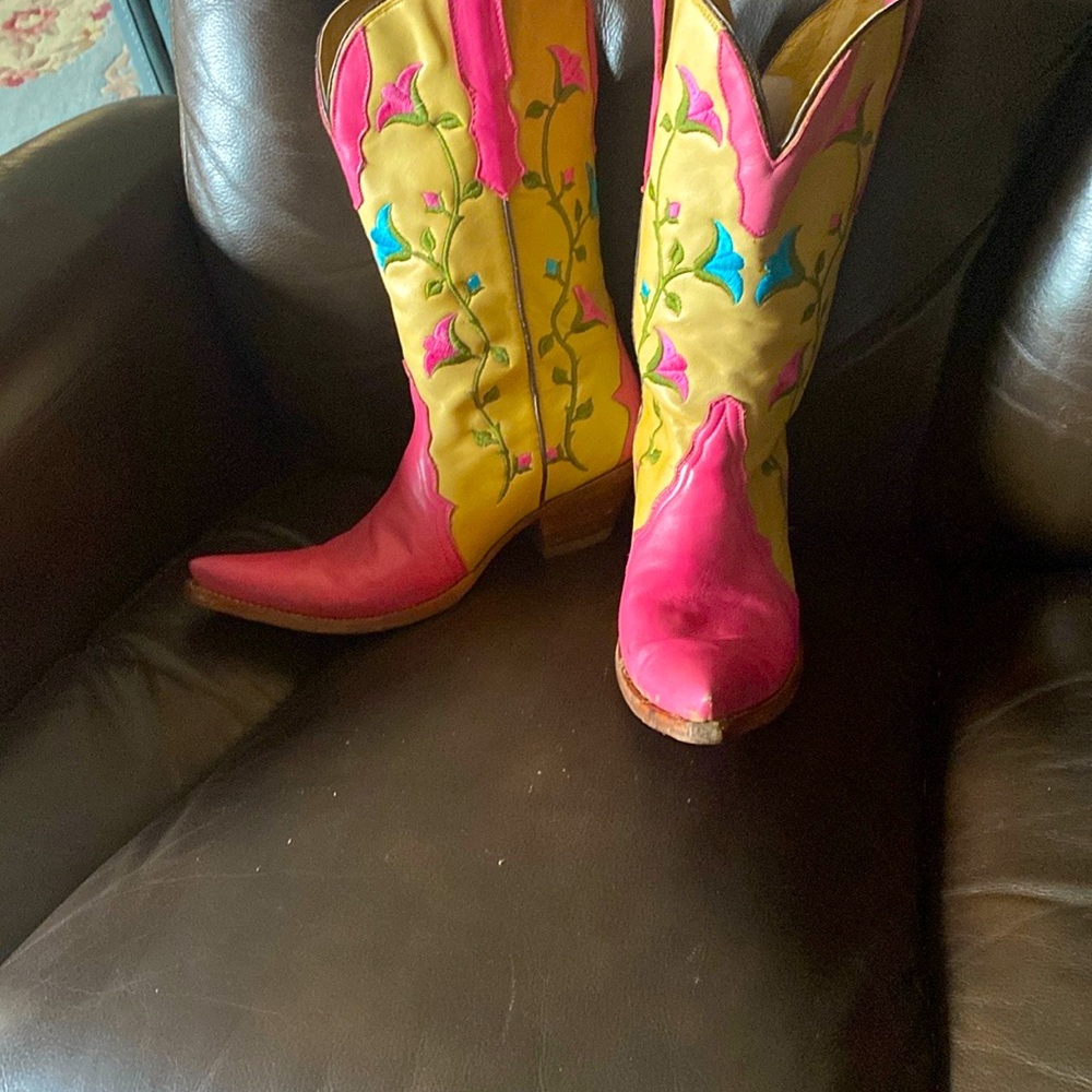 Colorful Embroidered Women's Cowboy Boots - image 1